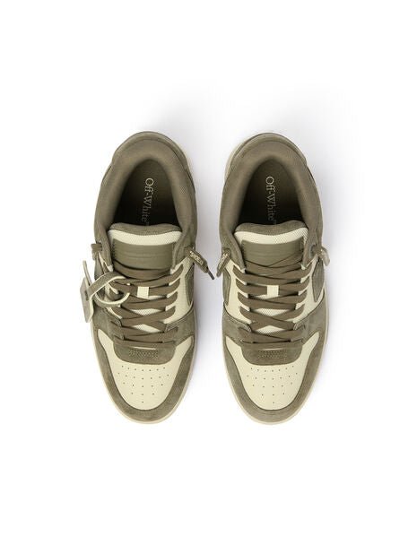 OFF-WHITE - Sneakers Out Of Office en Cuir et Daim Crème et Vert Militaire - Lothaire