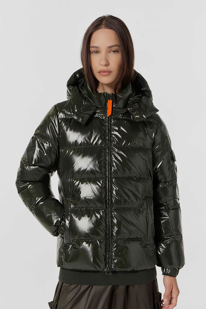 GERTRUDE - Doudoune Ondinebright matière glossy Vert foncé