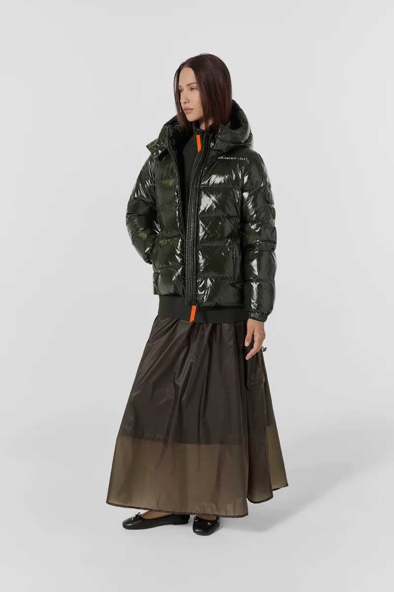 GERTRUDE - Doudoune Ondinebright matière glossy Vert foncé