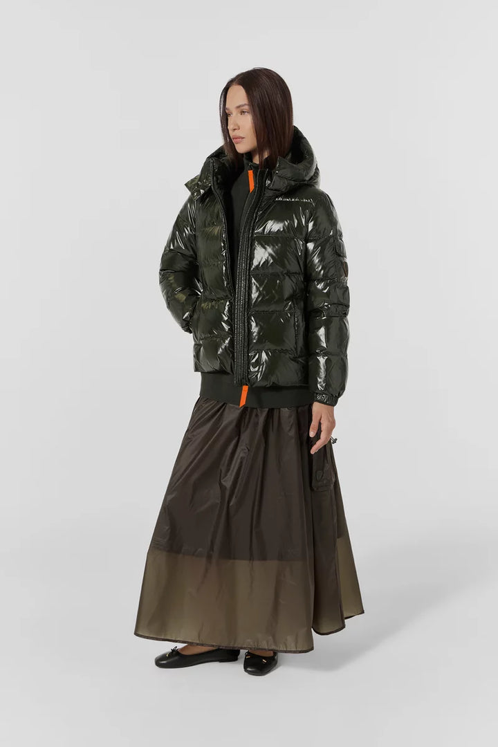 GERTRUDE - Doudoune Ondinebright matière glossy Vert foncé