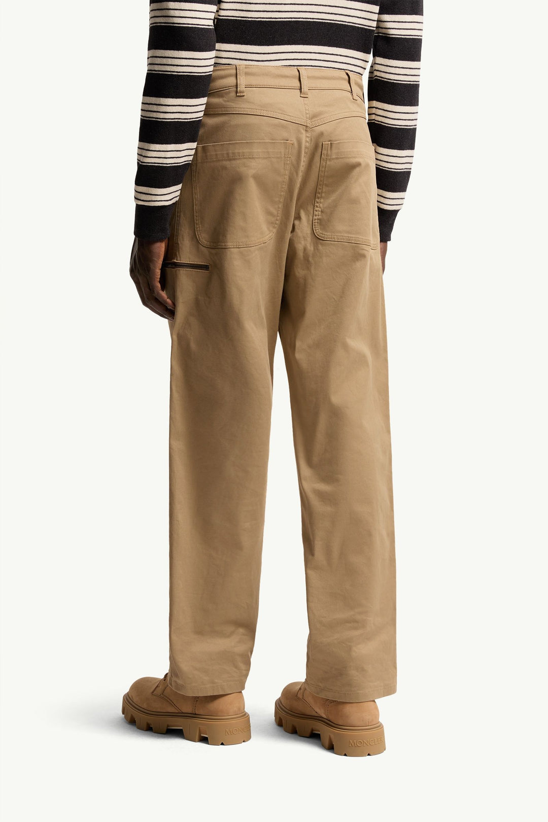 MONCLER - Pantalon en gabardine stretch Beige