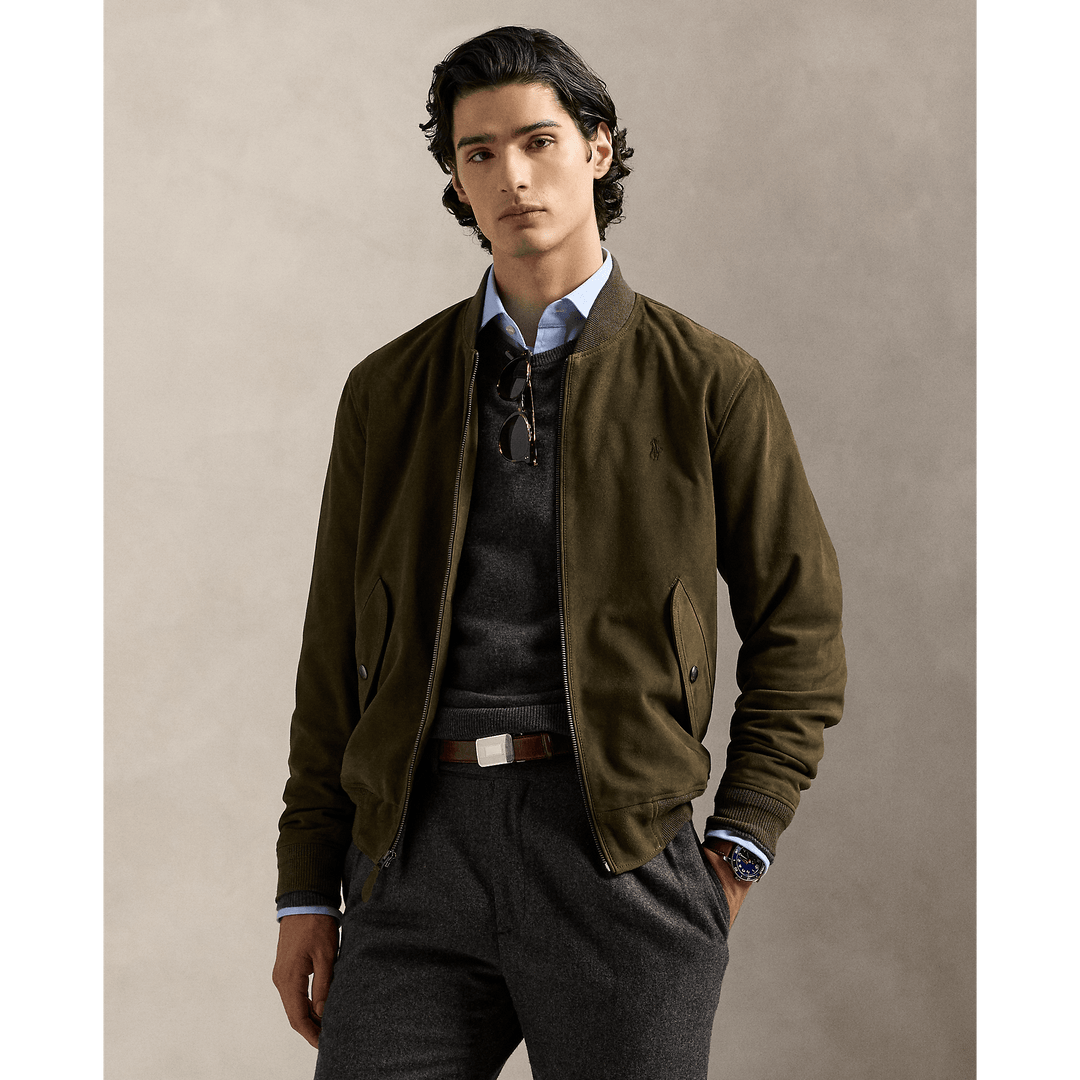 POLO RALPH LAUREN - Bomber en daim Dark Loden - Lothaire