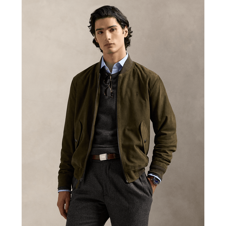 POLO RALPH LAUREN - Bomber en daim Dark Loden - Lothaire