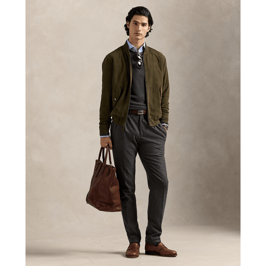POLO RALPH LAUREN - Bomber en daim Dark Loden - Lothaire