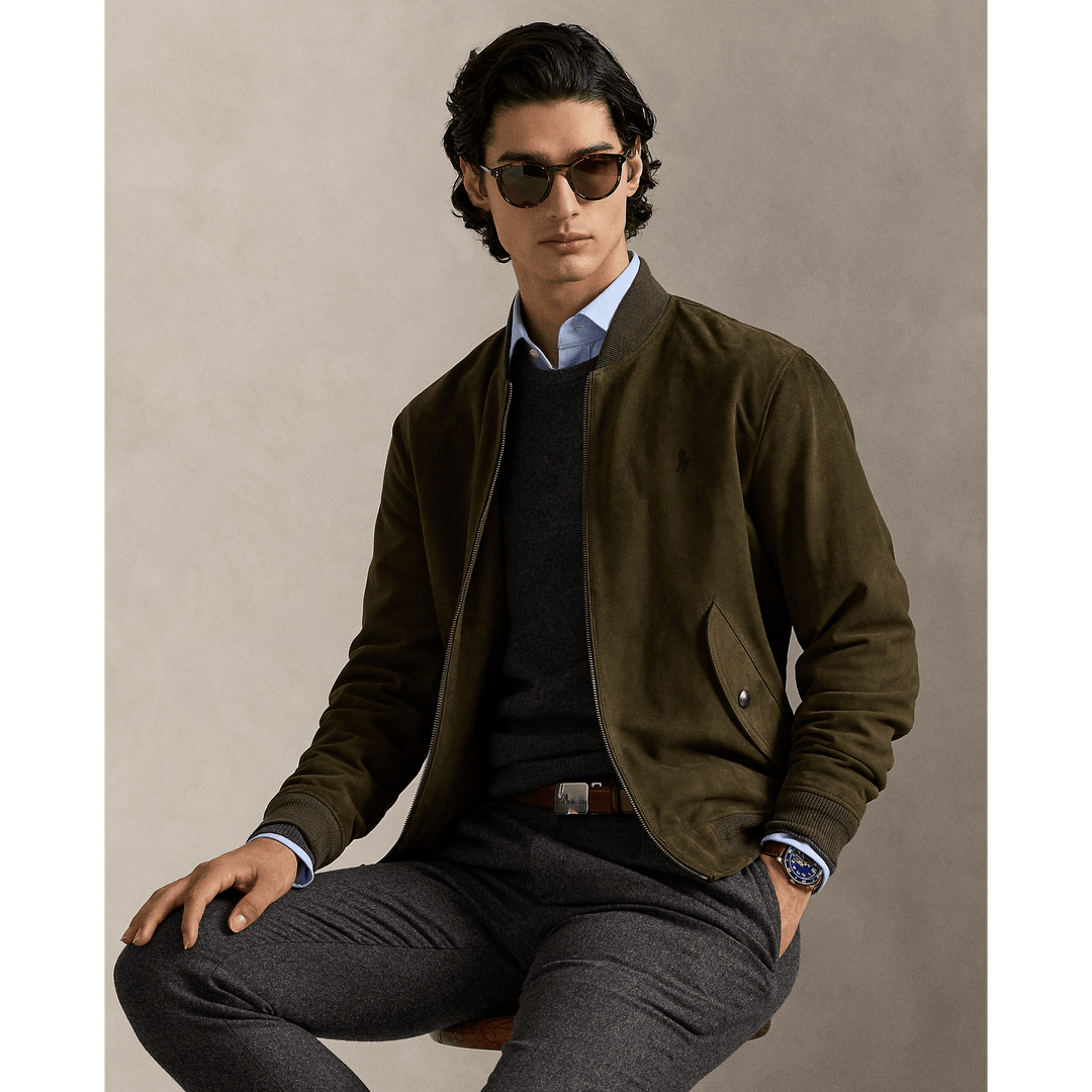 POLO RALPH LAUREN - Bomber en daim Dark Loden - Lothaire