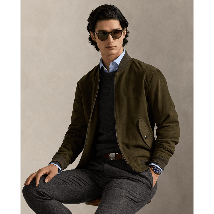 POLO RALPH LAUREN - Bomber en daim Dark Loden - Lothaire