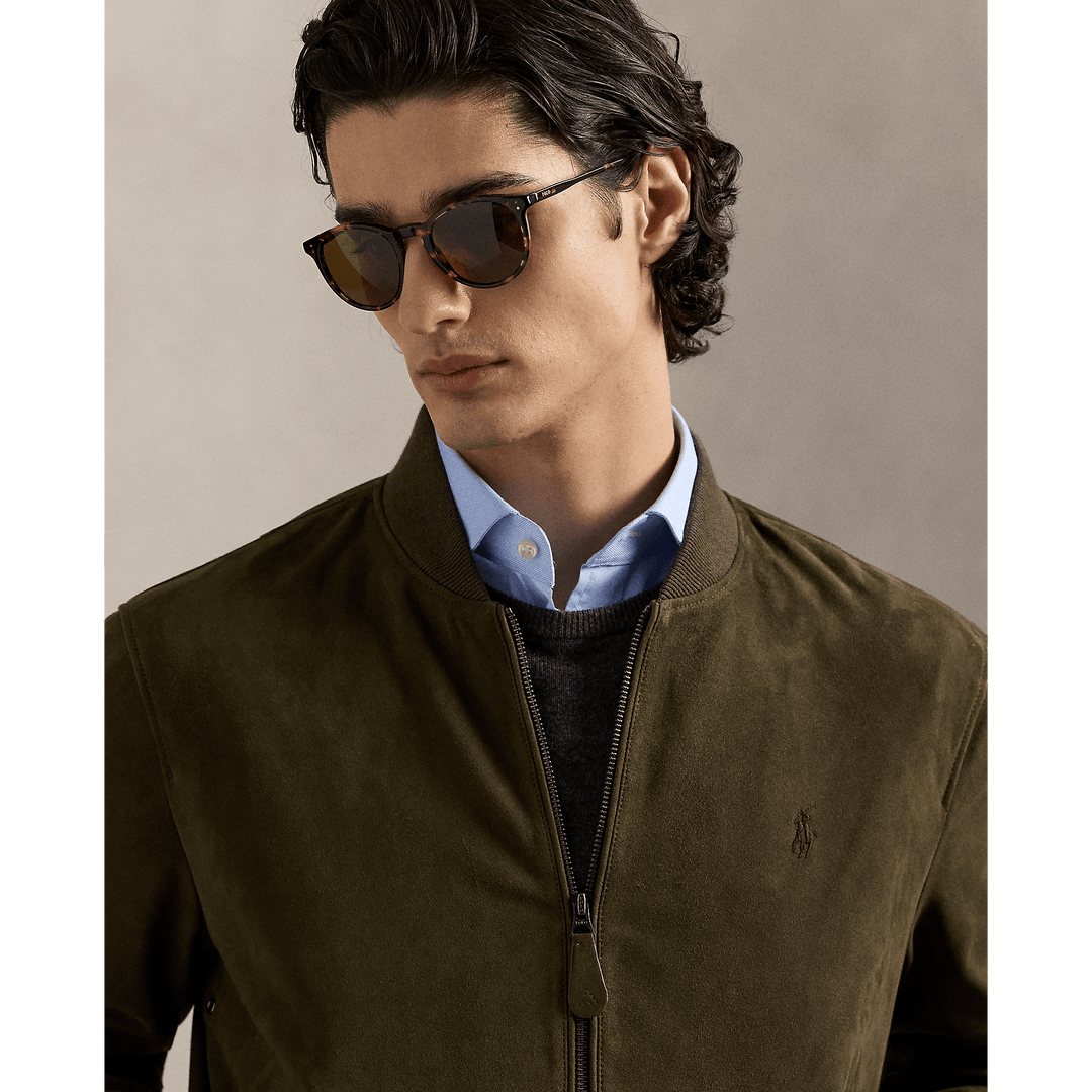 POLO RALPH LAUREN - Bomber en daim Dark Loden - Lothaire