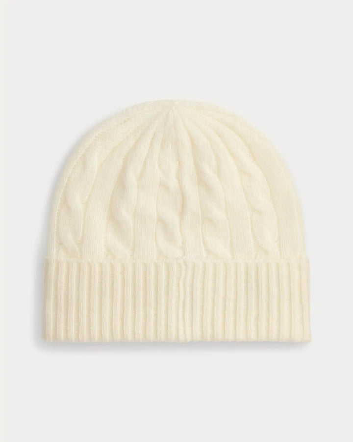 POLO RALPH LAUREN - Bonnet torsadé en laine et cachemire Crème - Lothaire