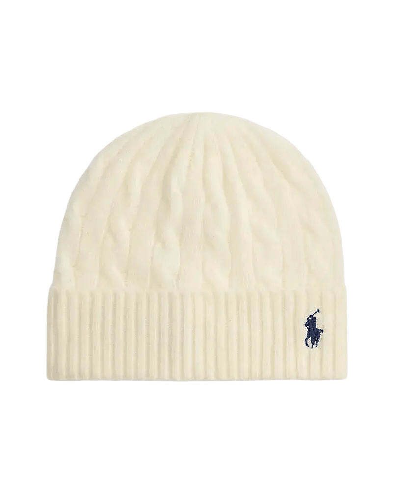 POLO RALPH LAUREN - Bonnet torsadé en laine et cachemire Crème - Lothaire