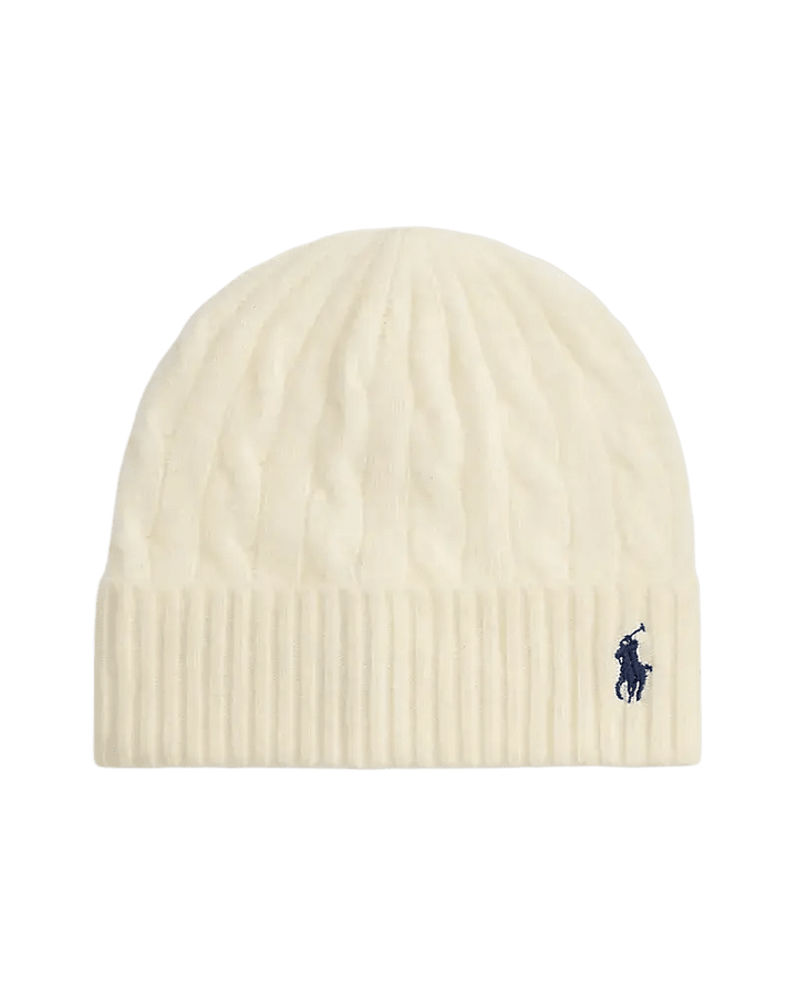 POLO RALPH LAUREN - Bonnet torsadé en laine et cachemire Crème - Lothaire