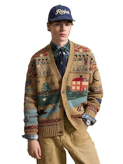 POLO RALPH LAUREN - Cardigan Panorama en Laine Marron - Lothaire