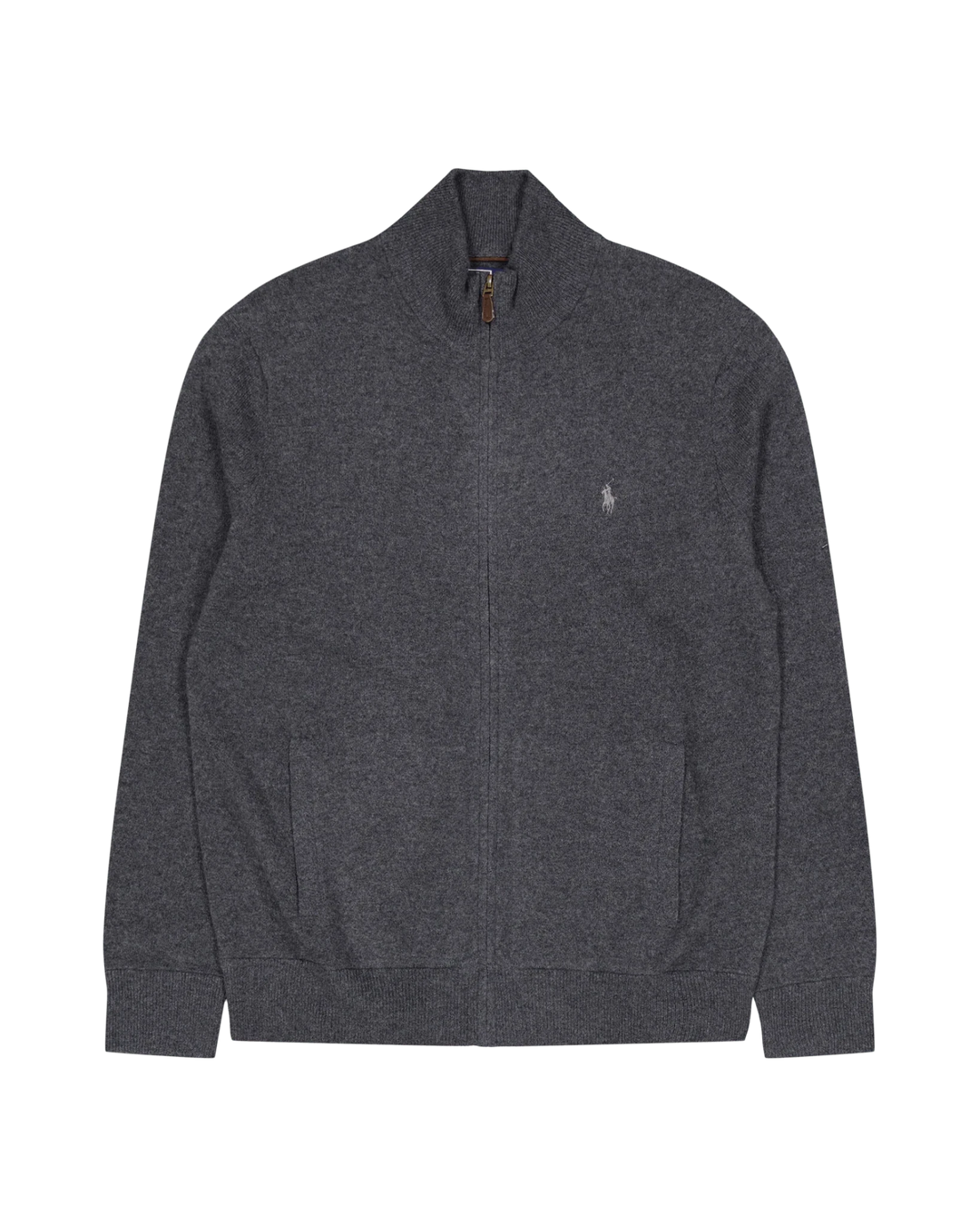POLO RALPH LAUREN - Cardigan zippé en laine mérinos Gris foncé chiné - Lothaire