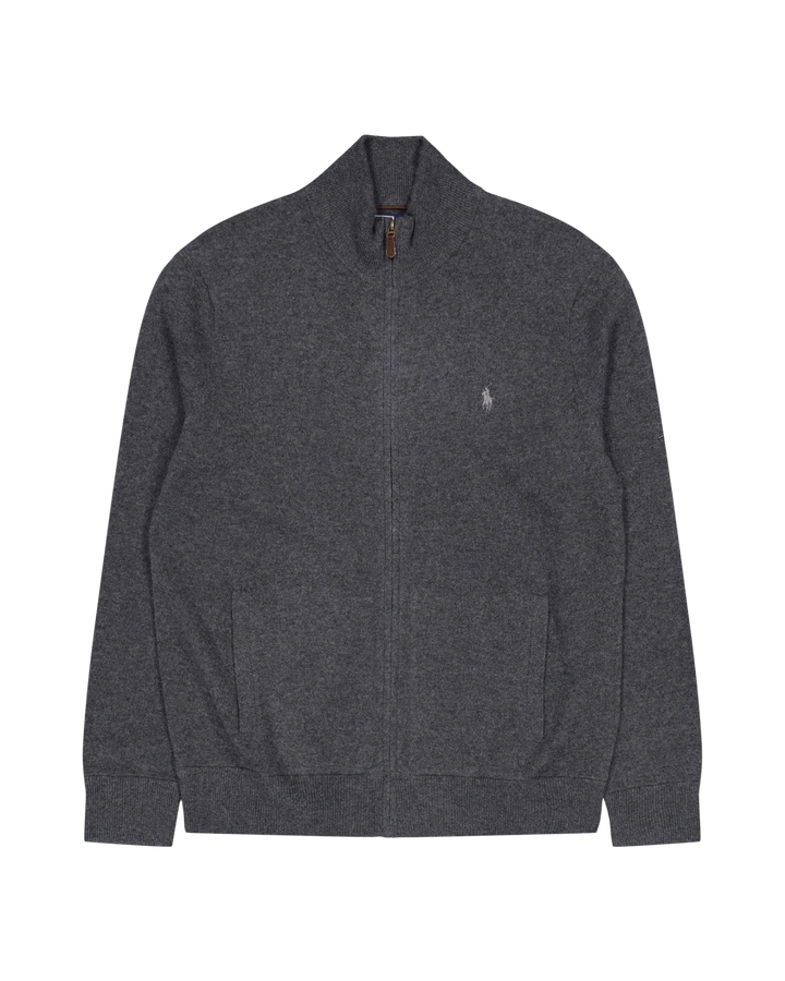 POLO RALPH LAUREN - Cardigan zippé en laine mérinos Gris foncé chiné - Lothaire