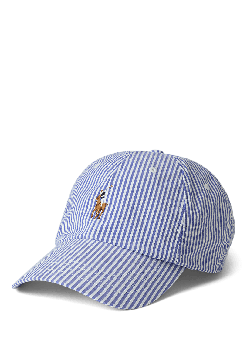 POLO RALPH LAUREN - Casquette de baseball en seersucker Bleu et blanc - Lothaire