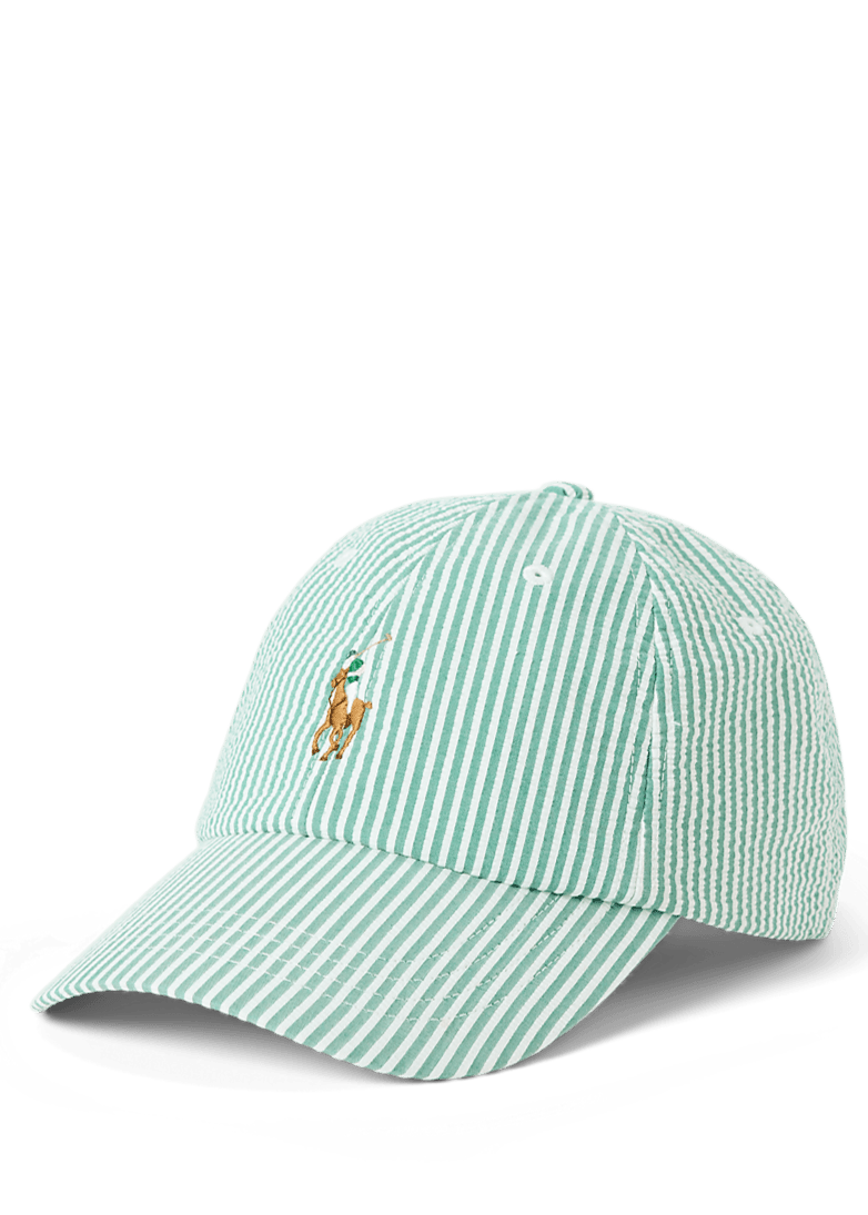 POLO RALPH LAUREN - Casquette de baseball en seersucker Enregistrer dans les favoris Vert et Blanc - Lothaire