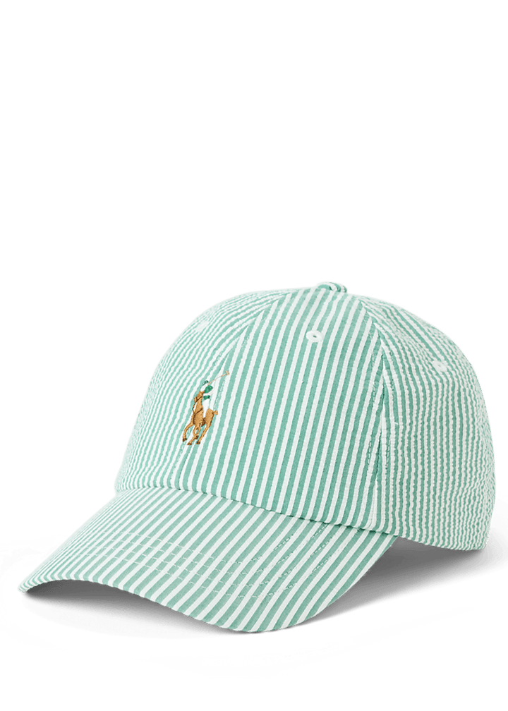 POLO RALPH LAUREN - Casquette de baseball en seersucker Enregistrer dans les favoris Vert et Blanc - Lothaire