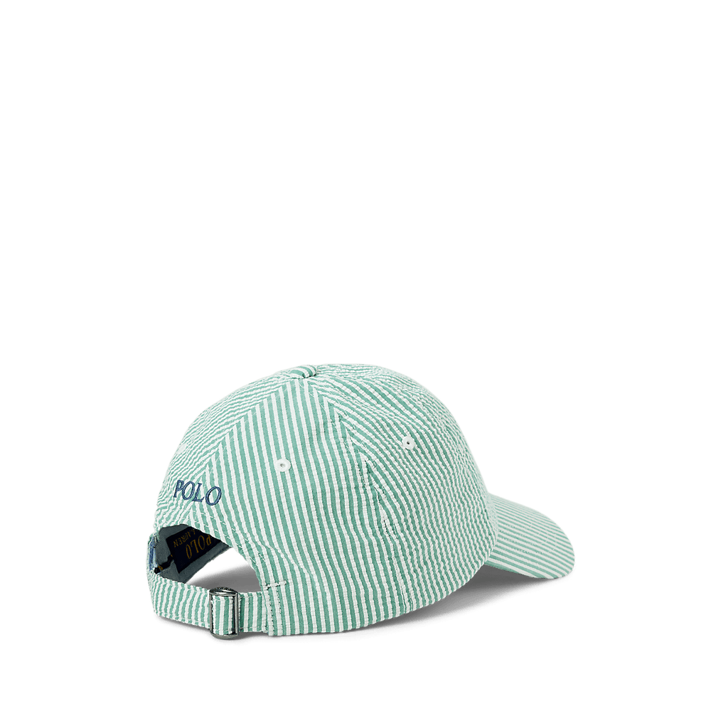 POLO RALPH LAUREN - Casquette de baseball en seersucker Enregistrer dans les favoris Vert et Blanc - Lothaire