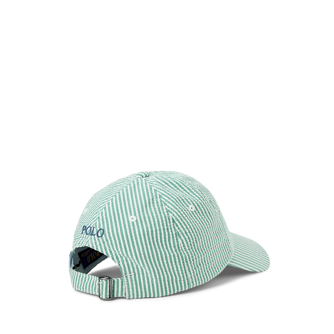 POLO RALPH LAUREN - Casquette de baseball en seersucker Enregistrer dans les favoris Vert et Blanc - Lothaire