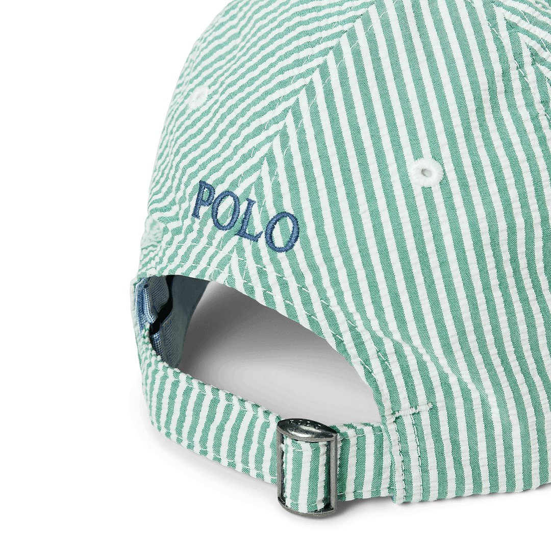 POLO RALPH LAUREN - Casquette de baseball en seersucker Enregistrer dans les favoris Vert et Blanc - Lothaire
