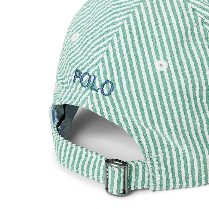 POLO RALPH LAUREN - Casquette de baseball en seersucker Enregistrer dans les favoris Vert et Blanc - Lothaire