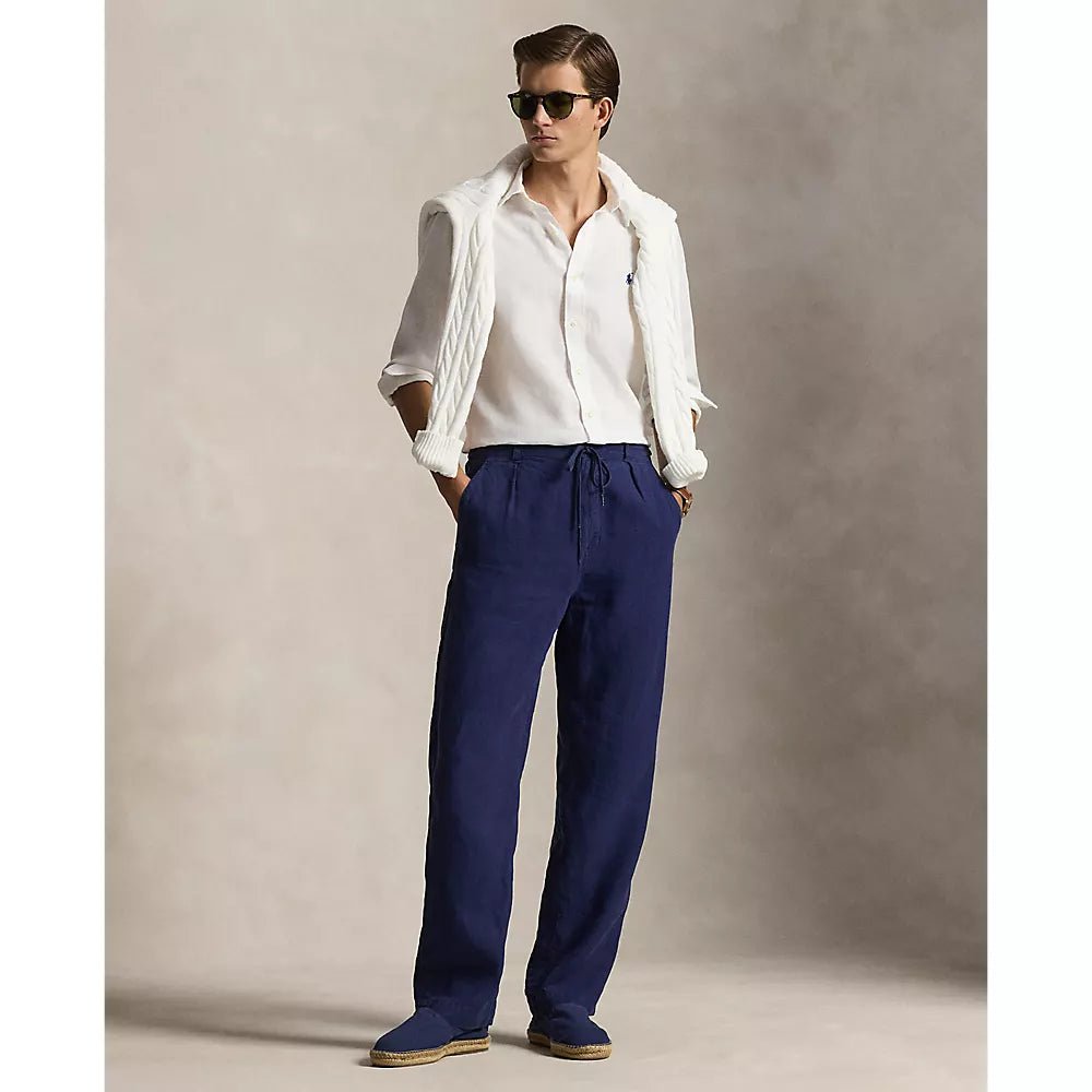 POLO RALPH LAUREN - Chemise à manches longues en lin coupe Custom Fit Blanc - Lothaire