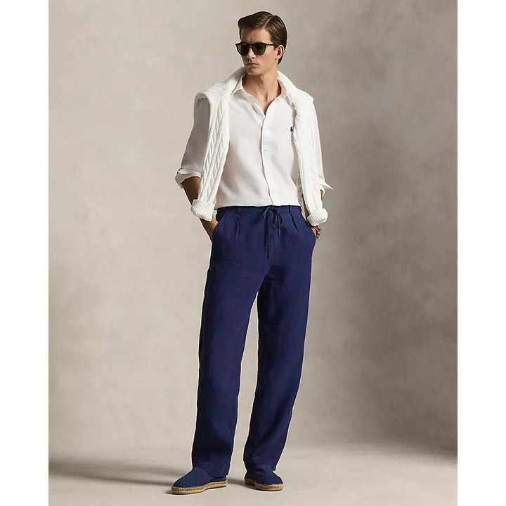 POLO RALPH LAUREN - Chemise à manches longues en lin coupe Custom Fit Blanc - Lothaire