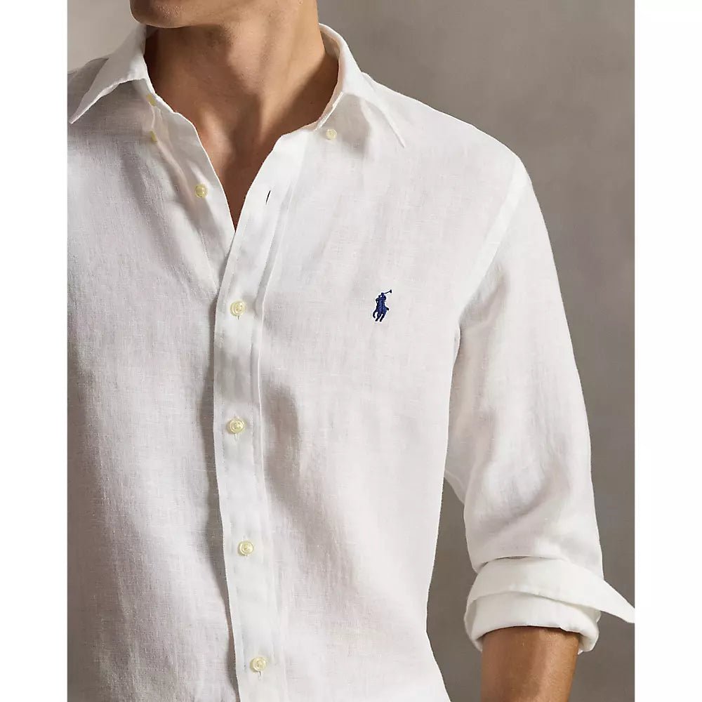 POLO RALPH LAUREN - Chemise à manches longues en lin coupe Custom Fit Blanc - Lothaire