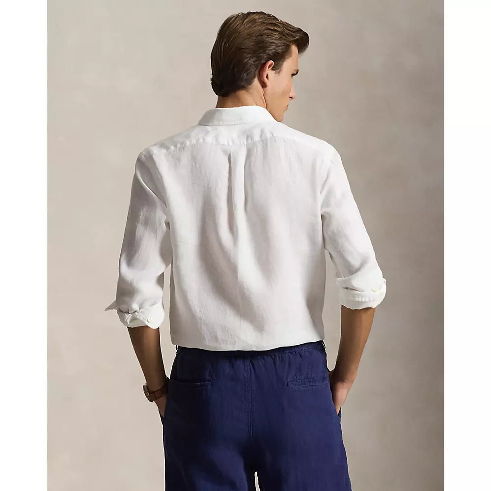POLO RALPH LAUREN - Chemise à manches longues en lin coupe Custom Fit Blanc - Lothaire