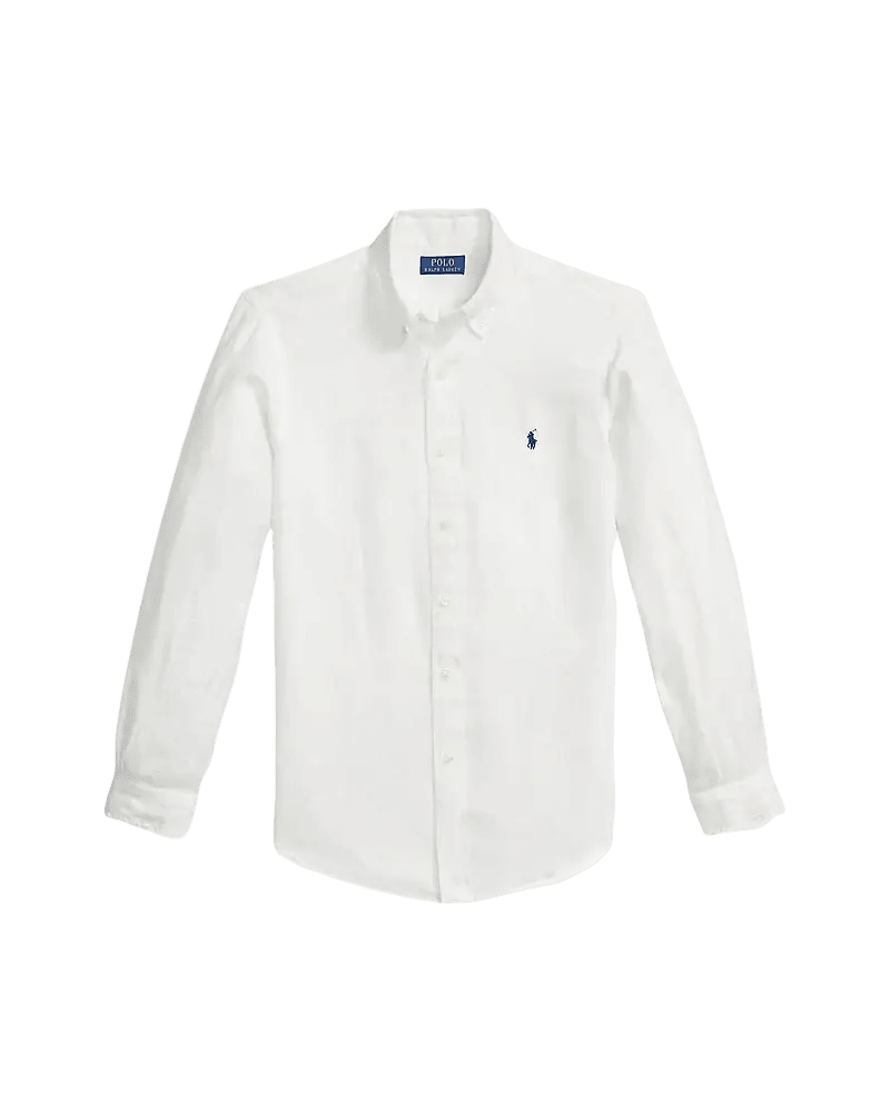 POLO RALPH LAUREN - Chemise à manches longues en lin coupe Custom Fit Blanc - Lothaire