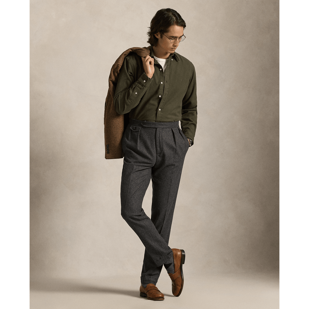 POLO RALPH LAUREN - Chemise ajustée en flanelle grattée Ranger green - Lothaire