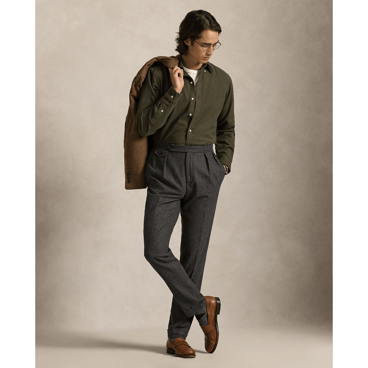 POLO RALPH LAUREN - Chemise ajustée en flanelle grattée Ranger green - Lothaire
