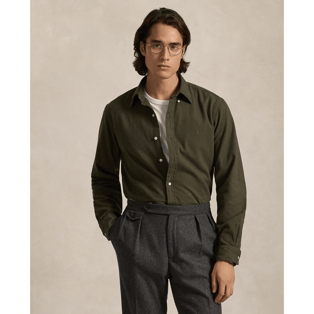 POLO RALPH LAUREN - Chemise ajustée en flanelle grattée Ranger green - Lothaire