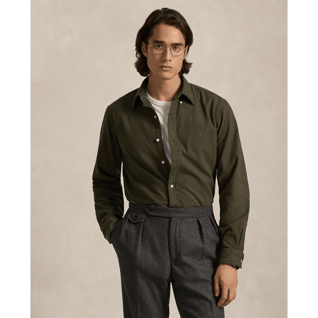 POLO RALPH LAUREN - Chemise ajustée en flanelle grattée Ranger green - Lothaire
