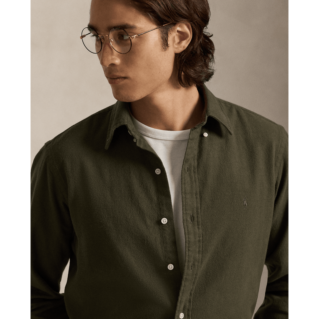 POLO RALPH LAUREN - Chemise ajustée en flanelle grattée Ranger green - Lothaire