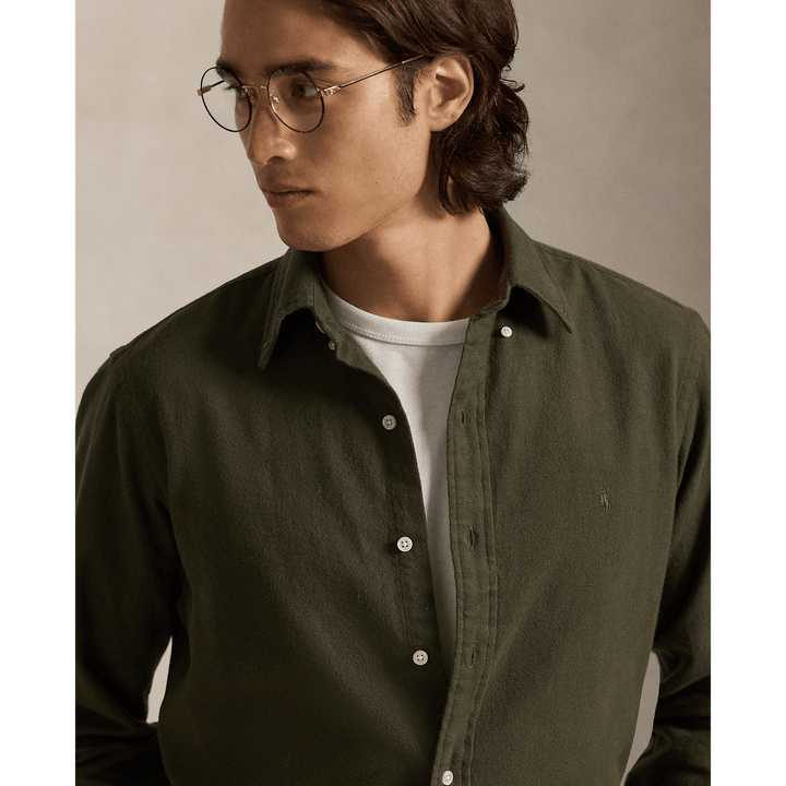 POLO RALPH LAUREN - Chemise ajustée en flanelle grattée Ranger green - Lothaire