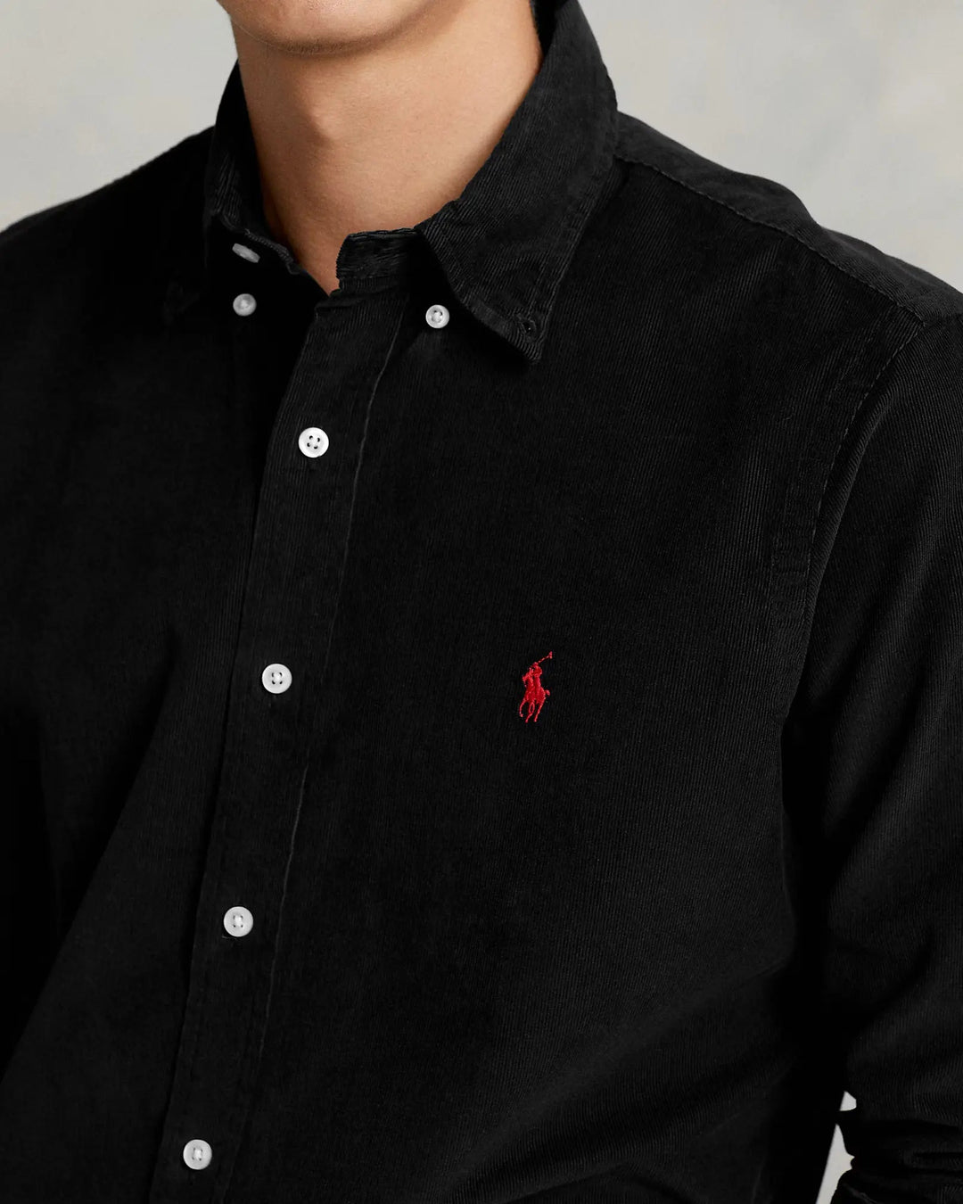 POLO RALPH LAUREN - Chemise ajustée en velours côtelé de coton Noir - Lothaire