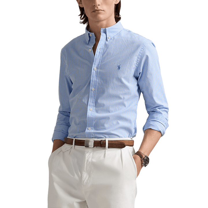 POLO RALPH LAUREN - Chemise ajustée vichy popeline stretch Bleu et blanc - Lothaire