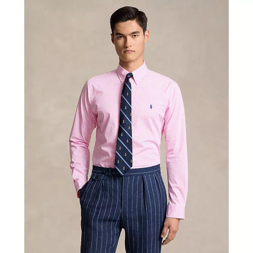 POLO RALPH LAUREN - Chemise classique rayée en popeline stretch Rose et Blanc - Lothaire