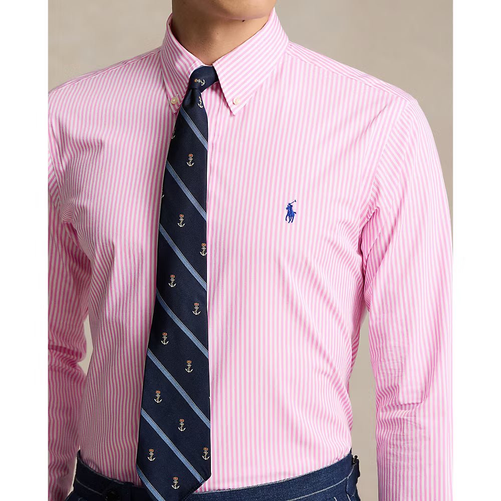 POLO RALPH LAUREN - Chemise classique rayée en popeline stretch Rose et Blanc - Lothaire