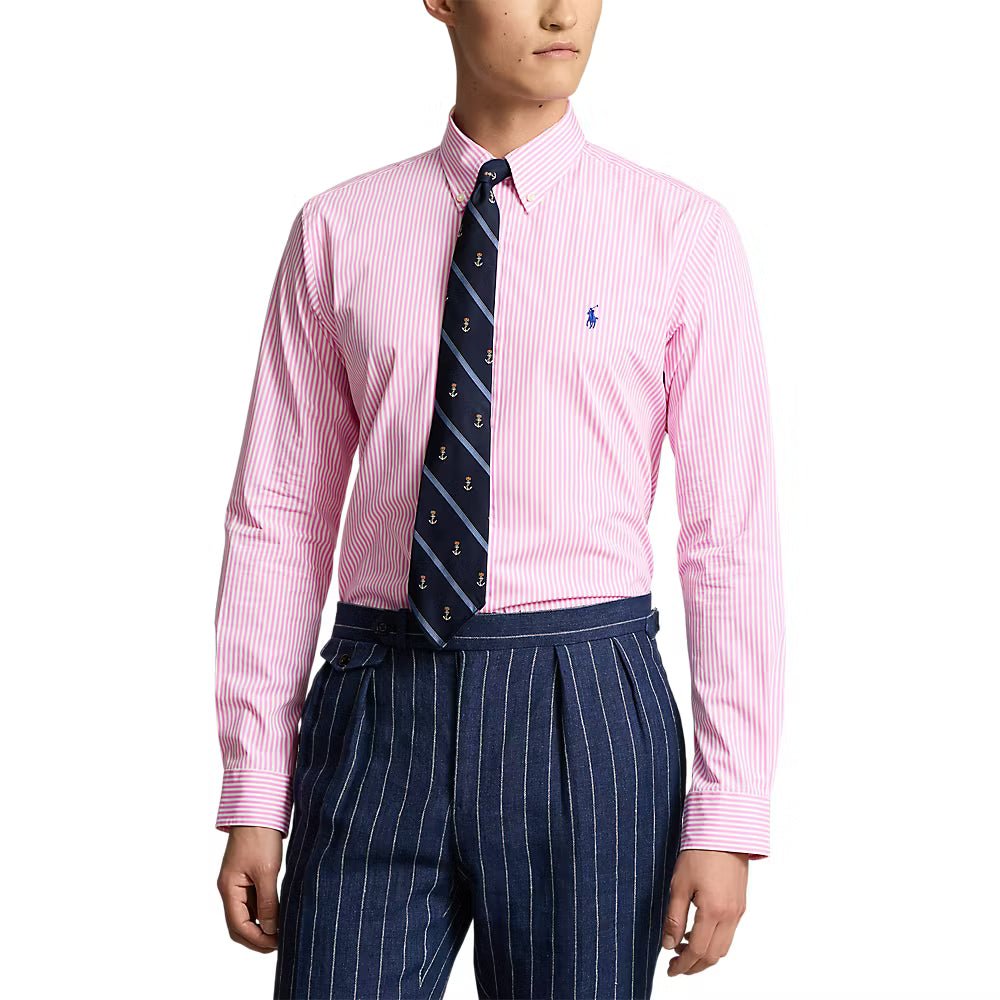 POLO RALPH LAUREN - Chemise classique rayée en popeline stretch Rose et Blanc - Lothaire