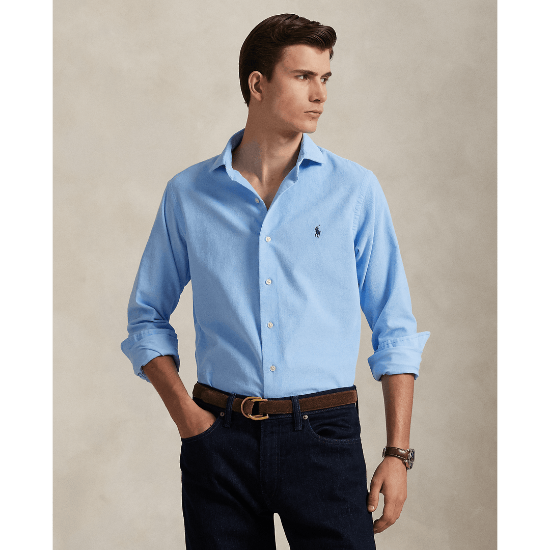POLO RALPH LAUREN - Chemise Custom Fit en velours côtelé Bleu bébé - Lothaire