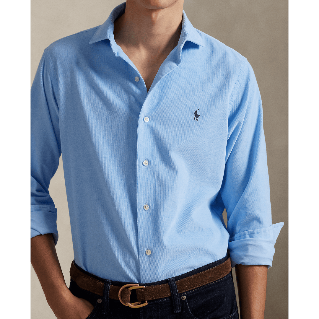 POLO RALPH LAUREN - Chemise Custom Fit en velours côtelé Bleu bébé - Lothaire