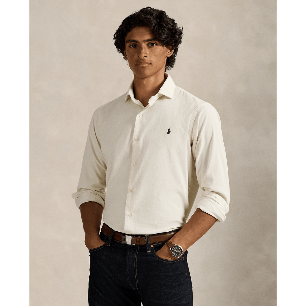 POLO RALPH LAUREN - Chemise Custom Fit en velours côtelé Crème clubhouse - Lothaire