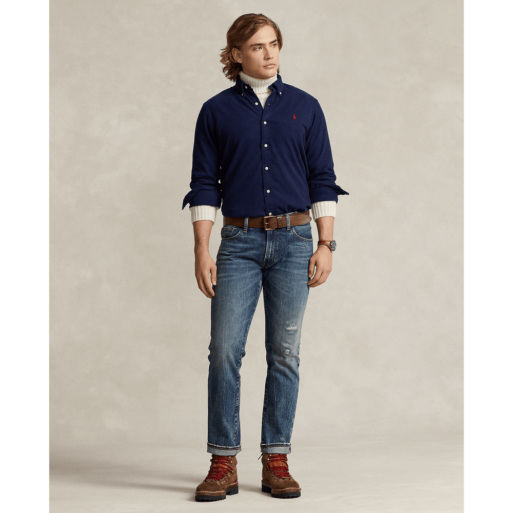 POLO RALPH LAUREN - Chemise en flanelle brossée ajustée Newport navy - Lothaire