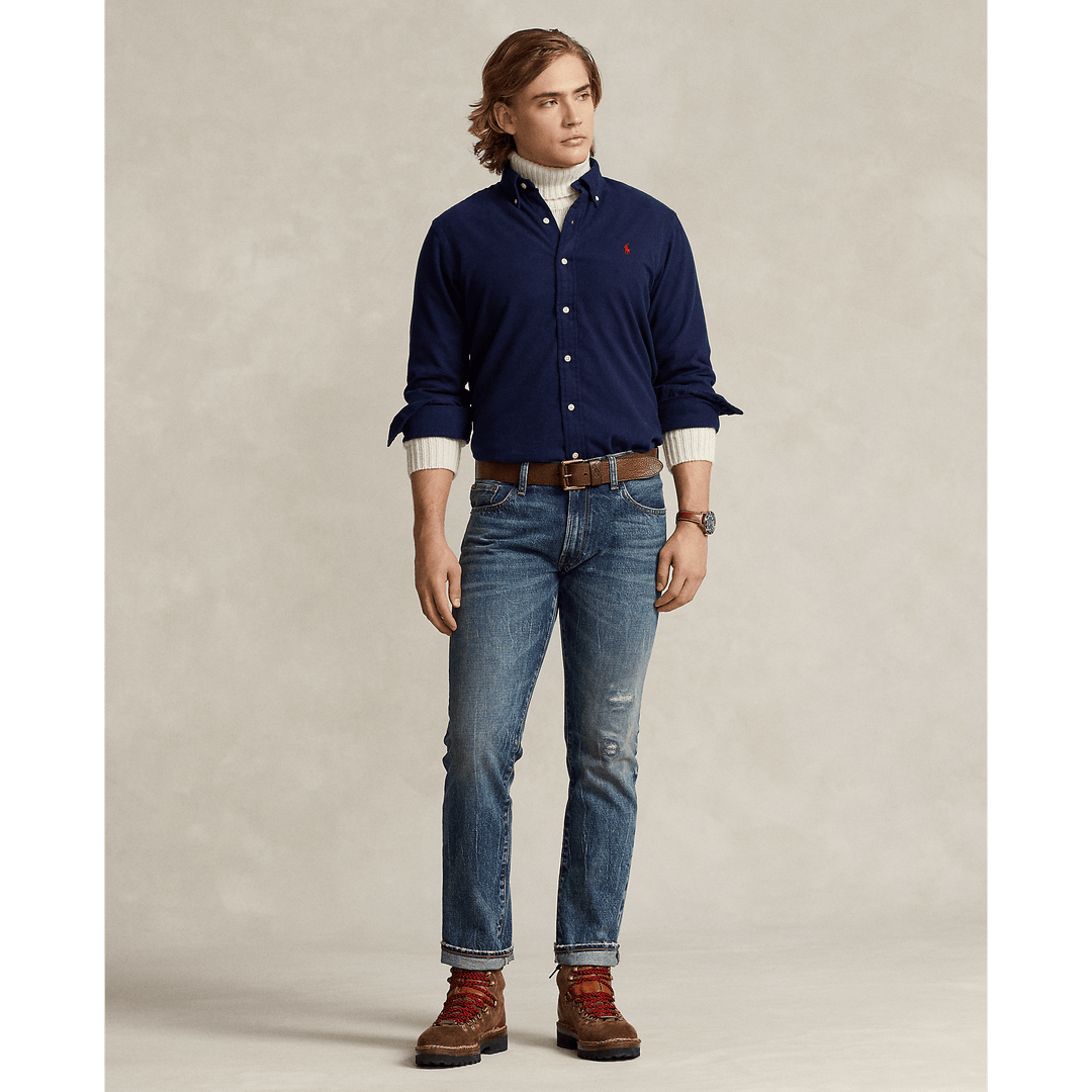 POLO RALPH LAUREN - Chemise en flanelle brossée ajustée Newport navy - Lothaire