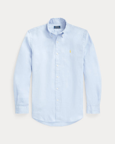 Polo Ralph Lauren - Chemise en lin bleu coupe ajustée - Lothaire