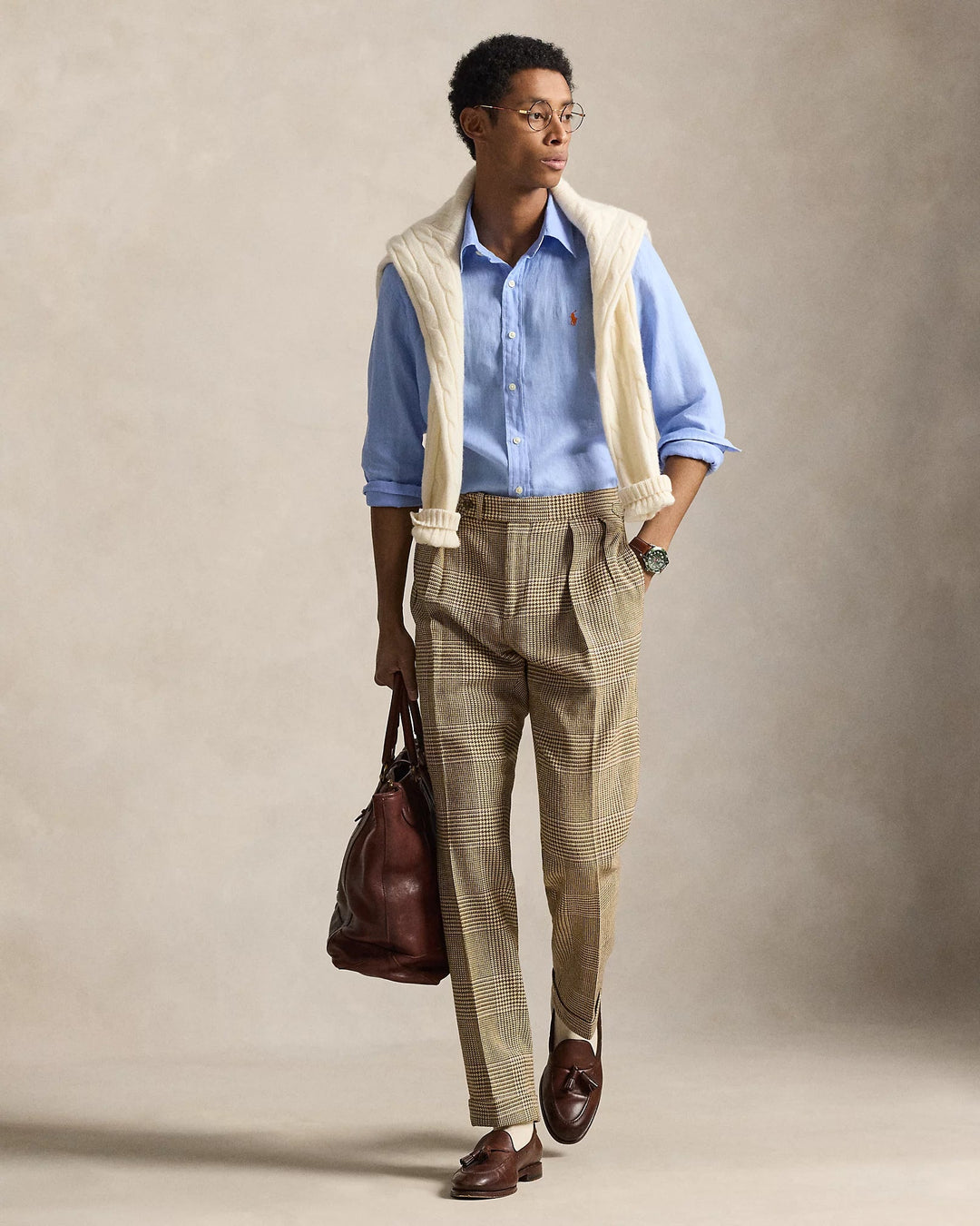 POLO RALPH LAUREN - Chemise en lin Custom Fit Bleu clair - Lothaire