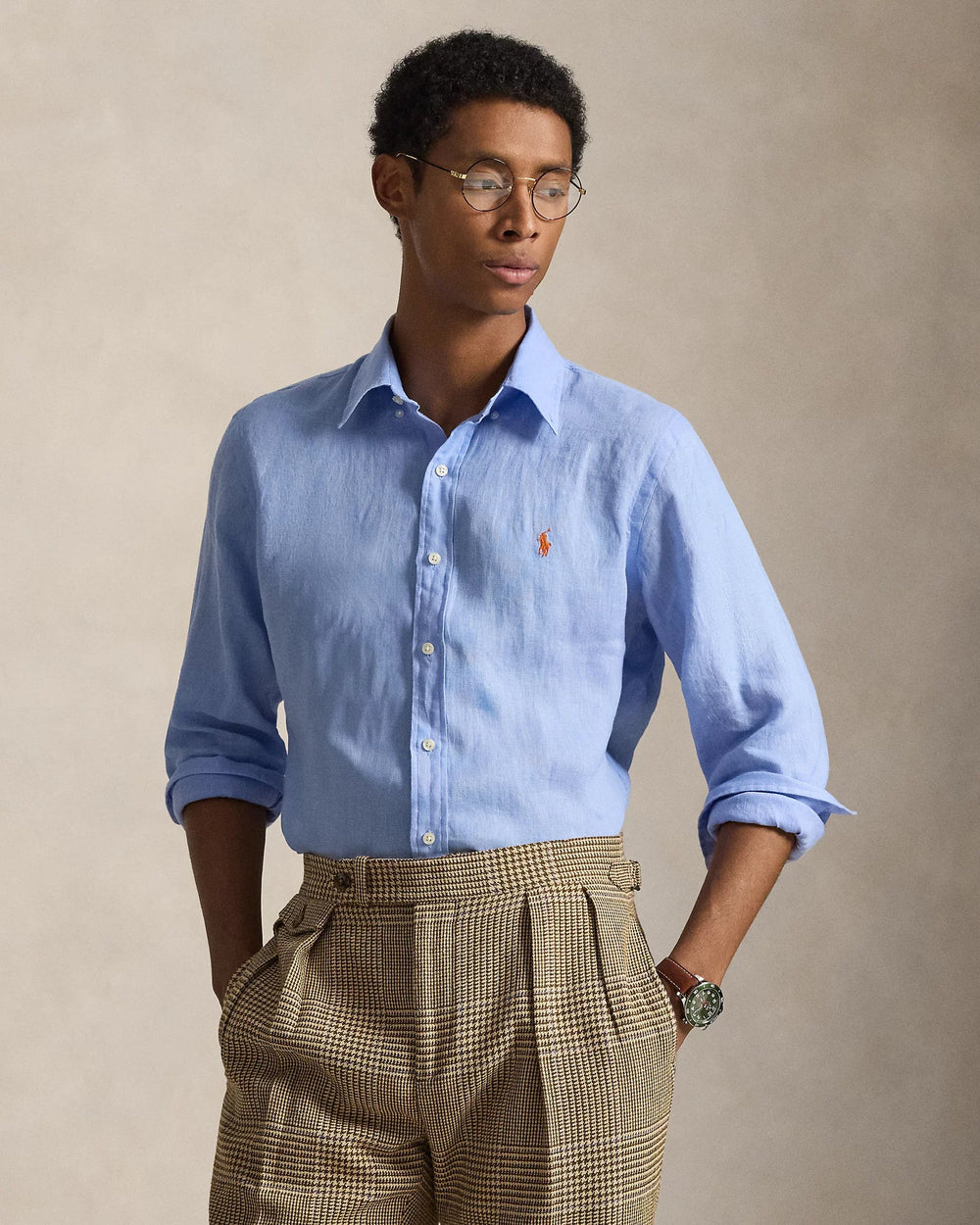 POLO RALPH LAUREN - Chemise en lin Custom Fit Bleu clair - Lothaire