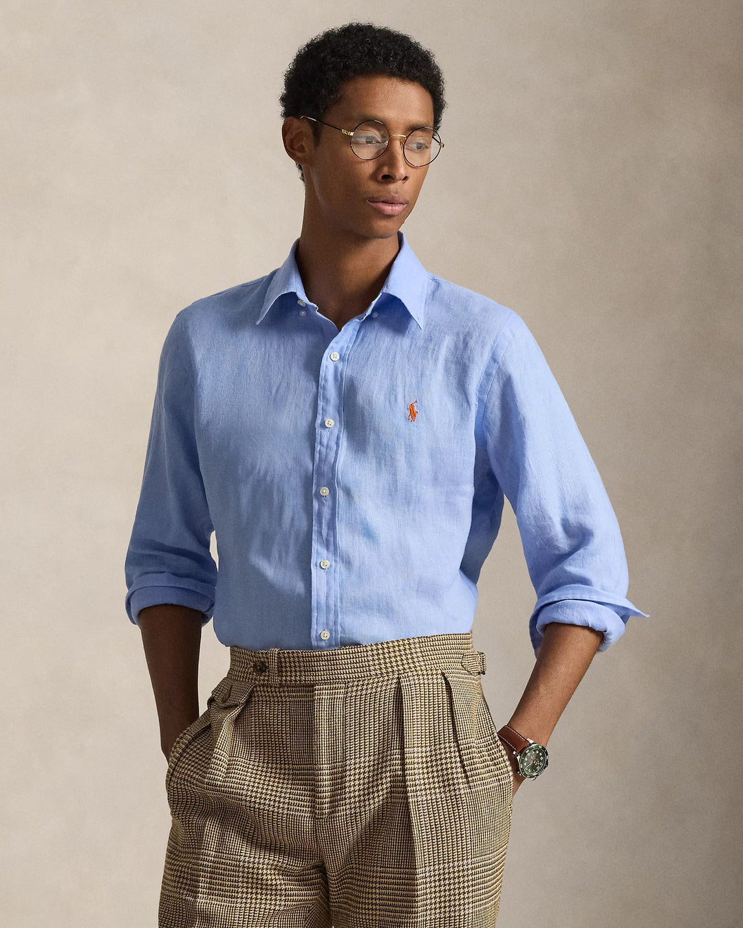 POLO RALPH LAUREN - Chemise en lin Custom Fit Bleu clair - Lothaire