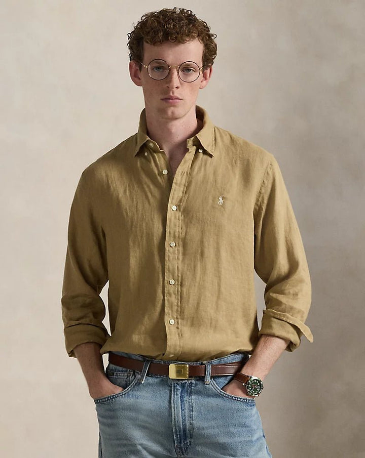 POLO RALPH LAUREN - Chemise en lin Custom Fit Café au lait - Lothaire